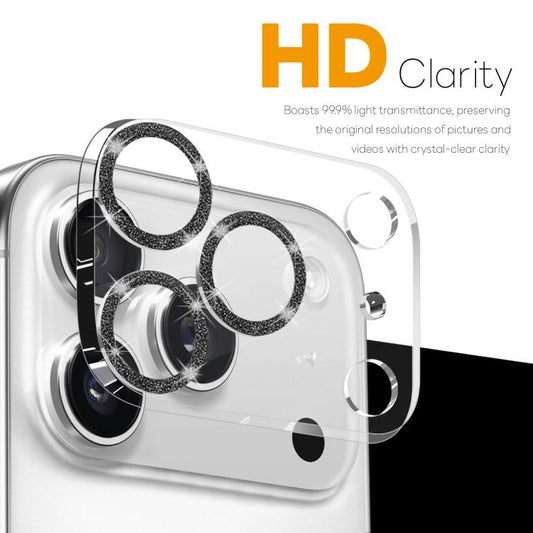 For iPhone 17 Pro NORTHJO Camera Lens Protector Glitter Ring 3D Tempered Glass Film(Black) by NORTHJO