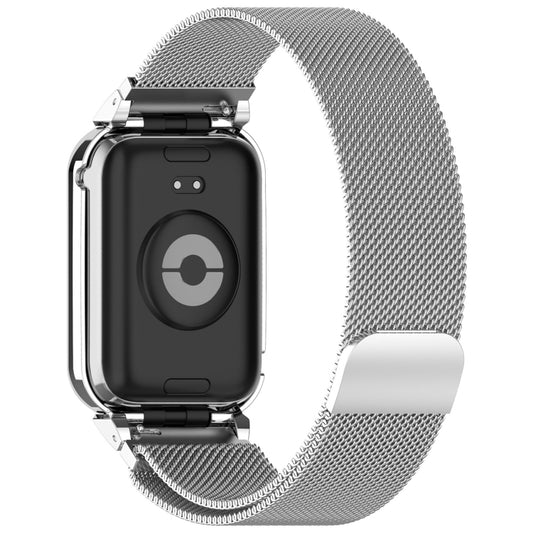 For Xiaomi Smart Band 9 Pro Metal Frame Integrated Milan Magnetic Stainless Steel Watch Band(Silver) by bashfashion