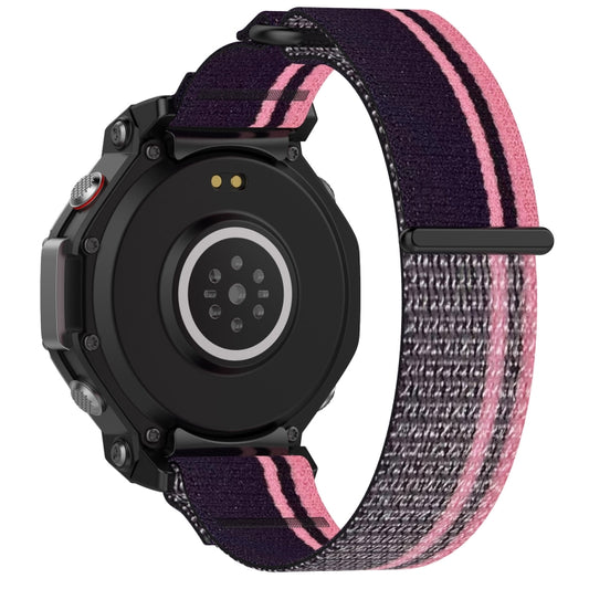 For Amazfit T-Rex 3 Two Tone Nylon Hook and Loop Fastener Watch Band(Pink Purple) by bashfashion