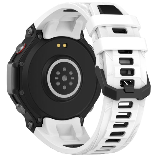 For Amazfit T-Rex 3 Two Tone Needle Buckle Silicone Watch Band(White Black) by bashfashion
