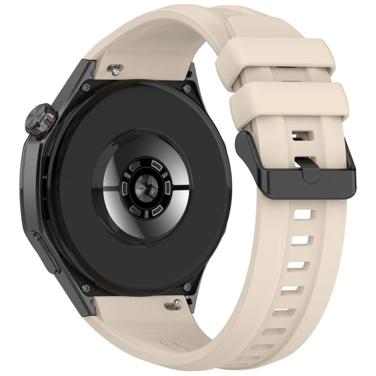 For Huawei Watch GT 5 Pro 46mm Black Steel Buckle Liquid Silicone Watch Band(Ivory White) by bashfashion