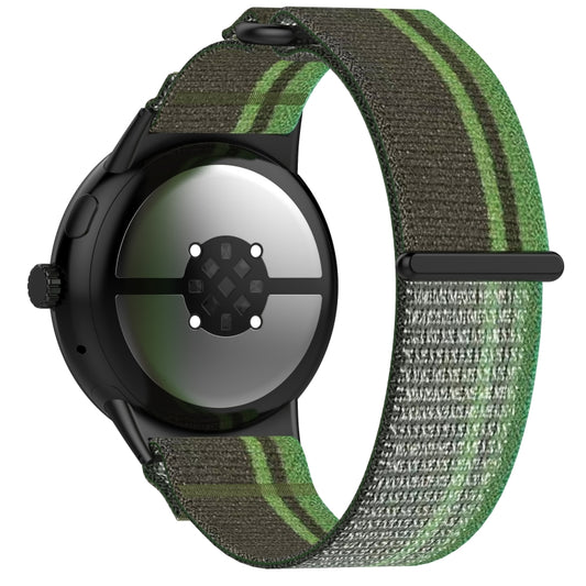For Google Pixel Watch 3 41mm Nylon Woven Hook and Loop Fastener Watch Band(Blackish Green) by bashfashion