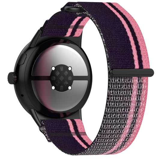 For Google Pixel Watch 3 45mm Nylon Woven Hook and Loop Fastener Watch Band(Pink Purple) by bashfashion