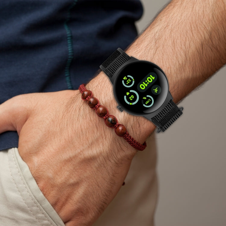 For Google Pixel Watch 3 41mm Nylon Woven Hook and Loop Fastener Watch Band(Pink Purple) by bashfashion