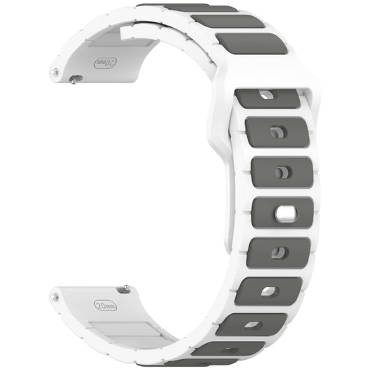 For Garmin Watch 20mm Two Color I-Shaped Silicone Watch Band(White + Gray) by bashfashion