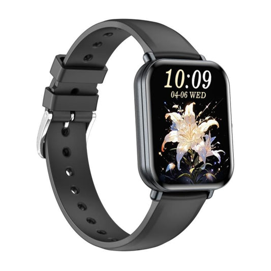 KM66 1.75 inch Color Screen Smart Watch Silicone Strap, Support Bluetooth Call(Black) by bashfashion