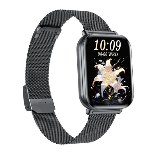 KM66 1.75 inch Color Screen Smart Watch Milan Steel Strap, Support Bluetooth Call(Black) by bashfashion