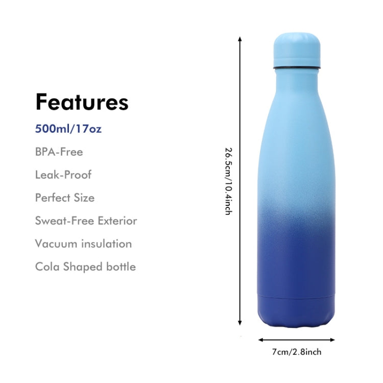 JUNSUNMAY 500ml Gradient Colored Coating 304 Stainless Steel Water Vacuum Bottle(Blue Pink Purple) by JUNSUNMAY
