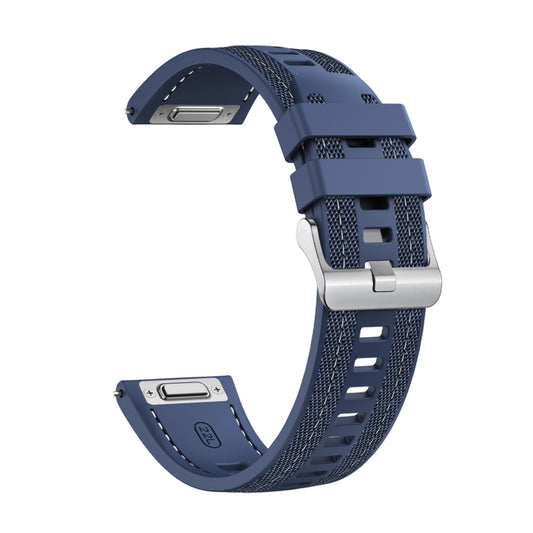 For Huawei Watch GT 5 / GT 5 Pro 46mm Push Connector 22mm Hybrid Nylon Silicone Watch Band(Dark Blue) by bashfashion
