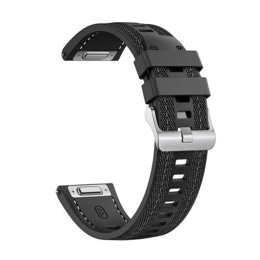 For Honor Watch 4 Pro Push Connector 22mm Hybrid Nylon Silicone Watch Band(Black) by bashfashion