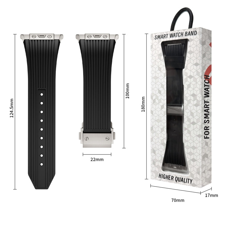 For Samsung Galaxy Watch Ultra 47mm / Ultra 2025 Titanium Connector Silver Buckle Silicone Watch Band(Starlight) by bashfashion