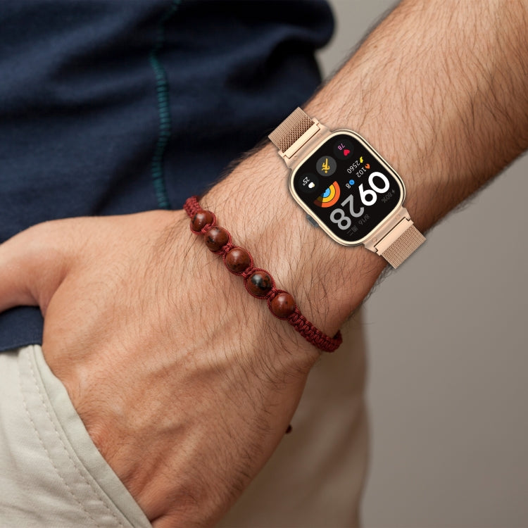 For Redmi Watch 5 Metal Frame Watch Case Integrated Milan Magnetic Steel Mesh Watch Band(Gold) by bashfashion