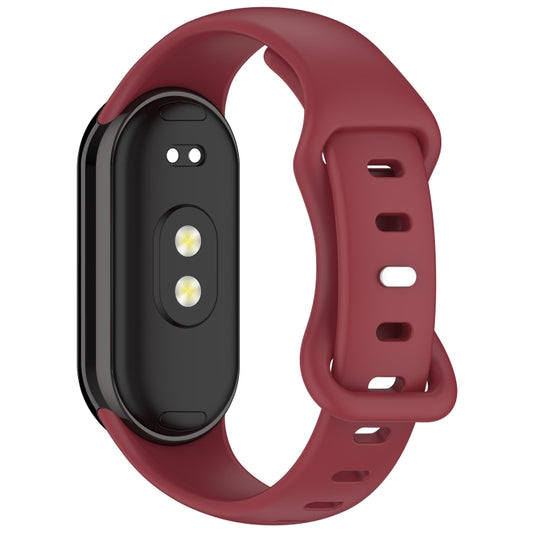For Xiaomi Smart Band 10 / 9 / 8 Splayed Tail Reverse Buckle Silicone Watch Band(Wine Red) by bashfashion