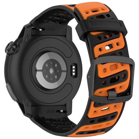 For COROS PACE Pro S Shape Dual Color Quick Release Silicone Watch Band(Black Orange) by bashfashion