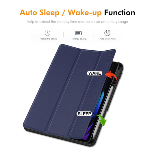 For Xiaomi Pad 7 / 7 Pro 11.2 ENKAY Tri-fold Custer Texture TPU Leather Smart Tablet Case with Pen Slot(Dark Green) by ENKAY