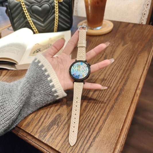 For Amazfit Active 20mm Heart-Shaped Embossed Leather Watch Band(Apricot) by bashfashion