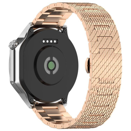 For OnePlus Watch 3 Twill Texture Stainless Steel Metal Watch Band(Rose Gold) by bashfashion