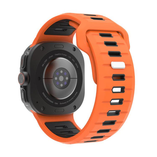 For Samsung Galaxy Watch Ultra 47mm / Ultra 2025 Two Color Reverse Buckle Silicone Watch Band(Orange Black) by bashfashion