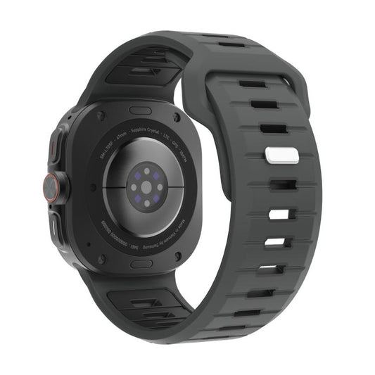 For Samsung Galaxy Watch Ultra 47mm / Ultra 2025 Two Color Reverse Buckle Silicone Watch Band(Charcoal Black) by bashfashion