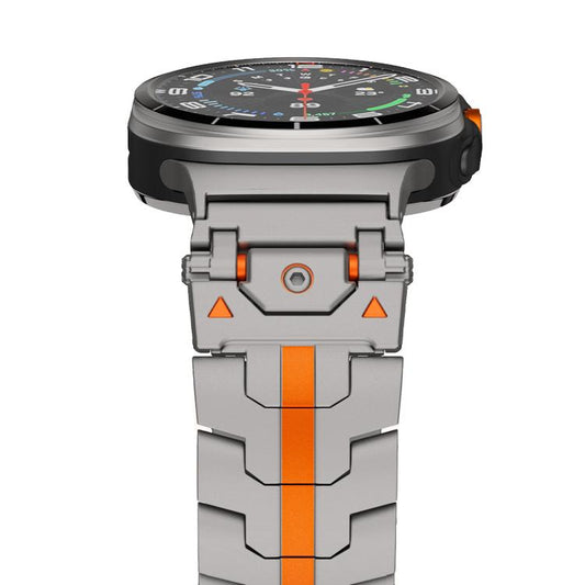 For Samsung Galaxy Watch Ultra / Ultra 2025 Stainless Steel Butterfly Buckle Metal Watch Band(Titanium Color Orange) by bashfashion