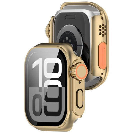 For Apple Watch Series 6 / 5 / 4 & SE 40mm Change to Ultra 49mm Tempered Film Integrated PC Button Watch Case(Champagne Gold) by bashfashion