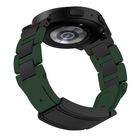 22mm Folding Magnetic Buckle Stainless Steel Rubber Watch Band(Green+Black) by bashfashion