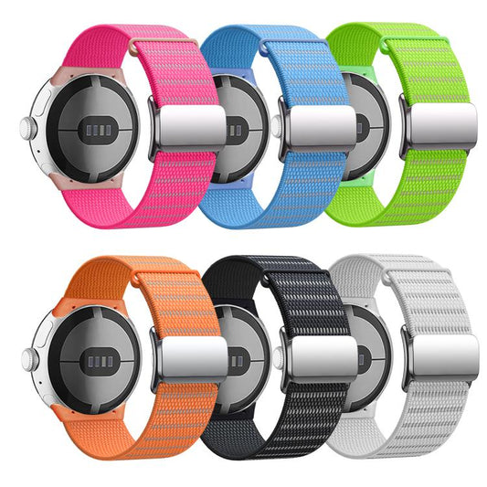 For Google Pixel Watch 3 45mm Magnetic Buckle Nylon Watch Band(White) by bashfashion