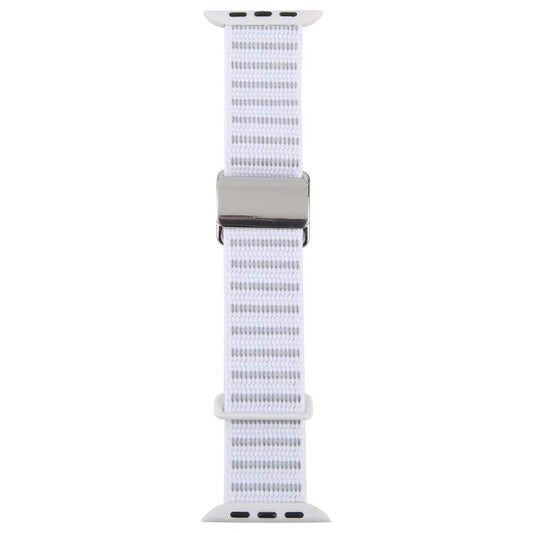 For Apple Watch 46mm / 49mm / 45mm / 44mm Magnetic Buckle Reflective Nylon Watch Band(White) by bashfashion
