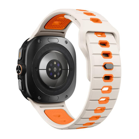 For Samsung Galaxy Watch Ultra 47mm / Ultra 2025 Horizontal Stripes Reverse Buckle Silicone Watch Band(Starlight Orange) by bashfashion