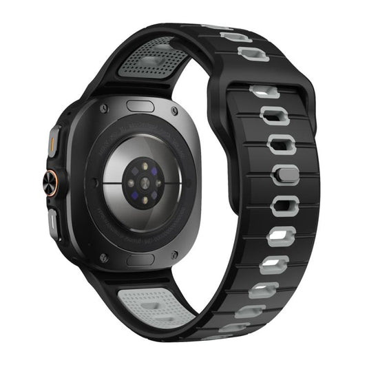For Samsung Galaxy Watch Ultra 47mm / Ultra 2025 Horizontal Stripes Reverse Buckle Silicone Watch Band(Black Gray) by bashfashion
