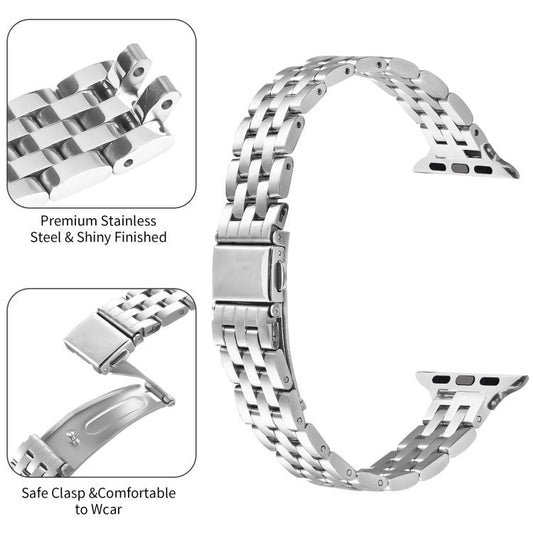 For Apple Watch 46mm / 49mm / 45mm / 44mm Small Waist Slingshot Buckle Steel Watch Band(Silver) by bashfashion