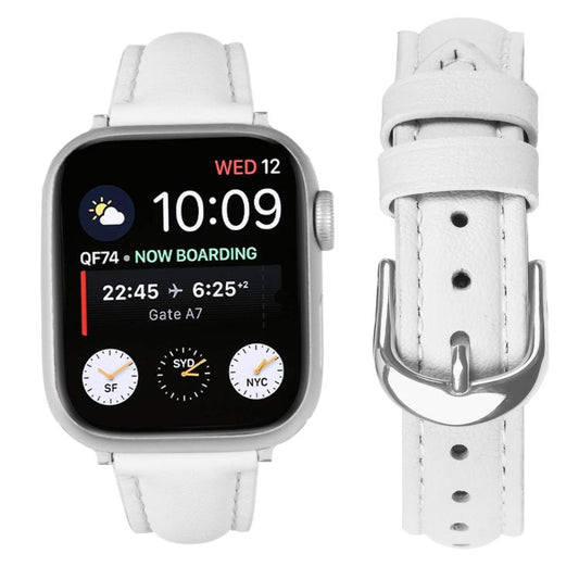 For Apple Watch 46mm / 49mm / 45mm / 44mm Small Waist PU Leather Watch Band(White) by bashfashion