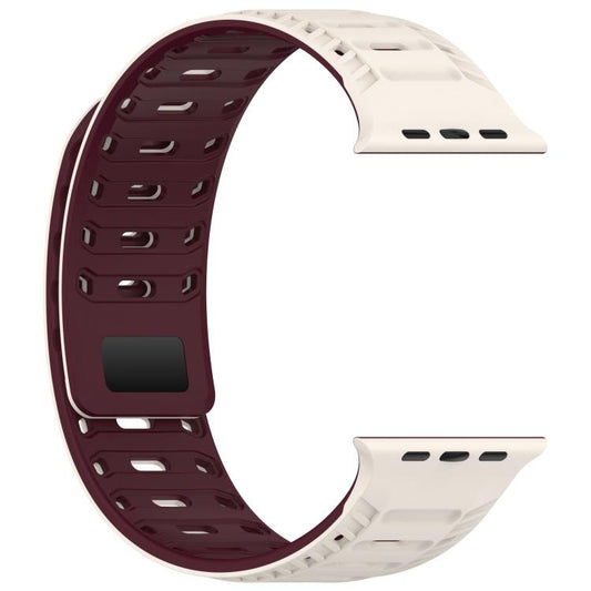 For Apple Watch 42mm / 41mm / 40mm / 38mm Mountain Armor Magnetic Silicone Watch Band(Starlight Burgundy) by bashfashion