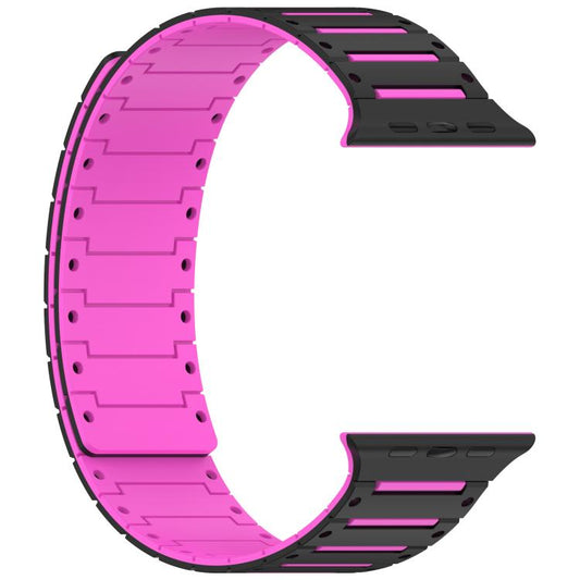 For Apple Watch 46mm / 49mm / 45mm / 44mm Colorful Spirit Piano Soft Magnetic Two-tone Watch Band(Black Rose Pink) by bashfashion