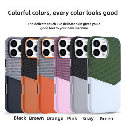For iPhone 16 Kalebol Cloth Textue Stitching Card Slot Magnetic Phone Case(Orange) by Kalebol