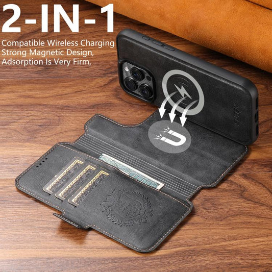 For iPhone 16 Pro Suteni Q06 2-in-1 Multi-function Detachable Wallet MagSafe Phone Case(Black) by Suteni
