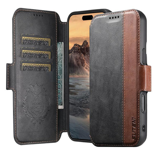 For iPhone 17 Suteni Q07 2-in-1 Multi-function Detachable Wallet MagSafe Phone Case(Black) by Suteni