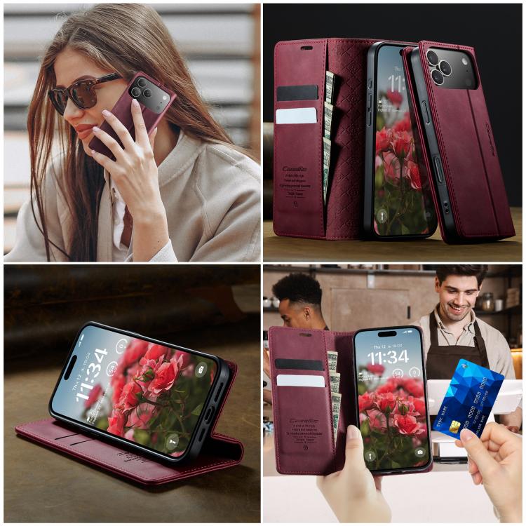 For iPhone 17 Pro CaseMe 033 Calf Leather Lining Microfibre RFID Blocking Phone Case(Red) by CaseMe