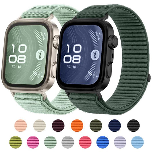 For Huawei Watch Fit 4 / Fit 4 Pro / Fit 3 Woven Nylon Hook And Loop Fastener Metal Interface Watch Band(Plum) by bashfashion