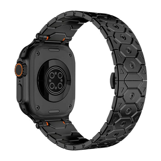 For Apple Watch 46mm / 49mm / 45mm / 44mm Octagonal Stainless Steel Watch(Black) by bashfashion