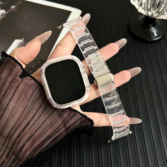 For Apple Watch Series 10 46mm Chameleon PC Case Epoxy Resin Watch Band(Color Changing Pink) by bashfashion