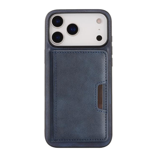 For iPhone 17 Pro Kalebol Strong MagSafe Magnetic Two-Fold Card Bag Leather Phone Case(Blue) by Kalebol