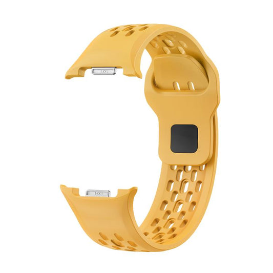 For Samsung Galaxy Watch8 / Watch8 Classic Hole Style Black Reverse Buckle Silicone Watch Band(Yellow) by bashfashion