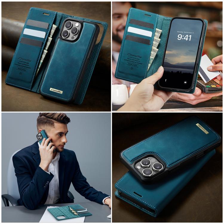 For iPhone 16 Pro Max CaseMe C49 MagSafe RFID Blocking Detachable Wallet Leather Phone Case(Green) by CaseMe