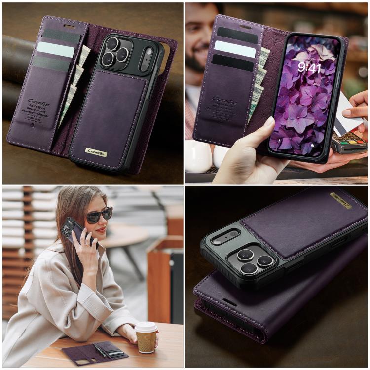 For iPhone 17 Pro Max CaseMe C49 MagSafe RFID Blocking Detachable Wallet Leather Phone Case(Purple) by CaseMe