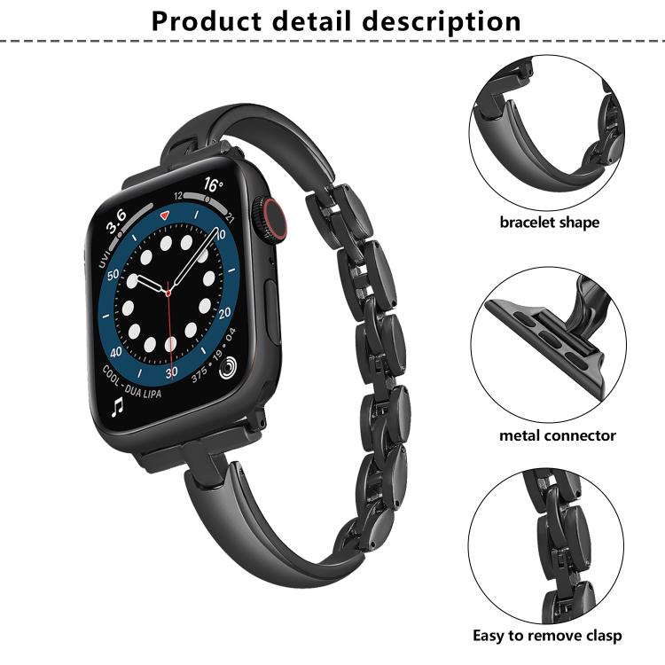 For Apple Watch 46mm / 49mm / 45mm / 44mm Metal Bracelets Zinc Alloy Watch Band(Black) by bashfashion