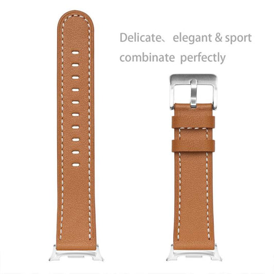 For Samsung Galaxy Watch8 / Watch8 Classic Round Tail Square Buckle Leather Watch Band(Brown) by bashfashion