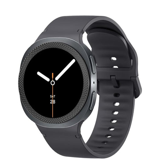 For Samsung Galaxy Watch8 44mm Rhombic Texture Bezel and Solid Color Stitched Silicone Watch Band(Dark Gray Black) by bashfashion