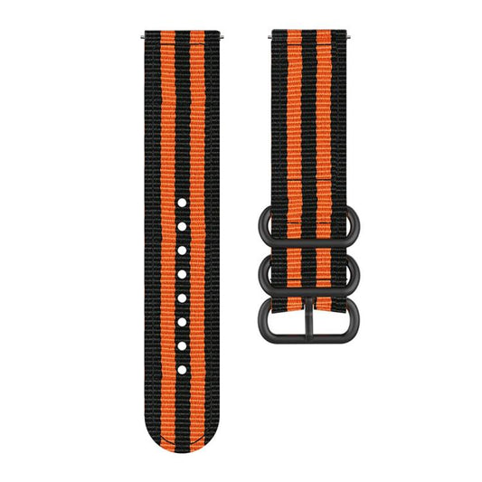 For Garmin Venu X1 Ring Buckle Nylon Canvas Watch Band(Black Orange) by bashfashion