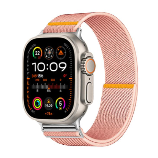 For Apple Watch 46mm / 49mm / 45mm / 44mm Adjustable Single Loop Elastic Nylon Watch Band(Pink) by bashfashion